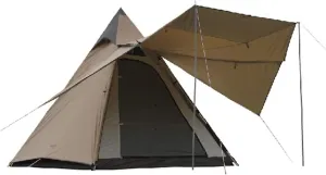 Tent Aluminum Automatic Pole Outdoor Camping Indian Pyramid Tent Sunshade Sunscreen Waterproof Steeple Double Layers (Color : Kakhi) (Kakhi)