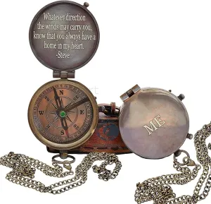 Thoreau's Go Confidently Quote Engraved Compass with Leather case, Camping Compass, Boating Compass, Gift Compass, Graduation Day Gifts
