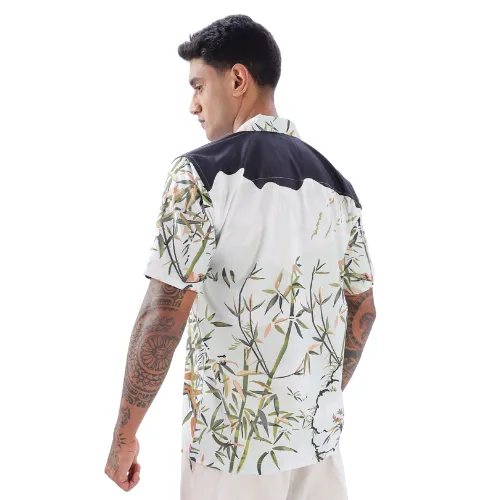 Tiger Print Short Sleeve Camp Collar Shirt