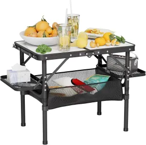 Titanker Small Camp Table 2ft with Storage Bag & Side Racks, Folding Camping Table Portable, Picnic & Beach Table, Car Camping Essentials, Aluminum Light & Solid
