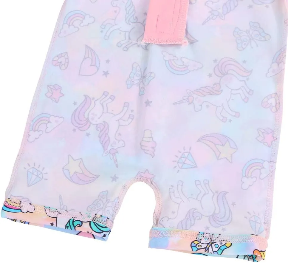Toddler Girls One Piece Rash Guard Swimsuit Kid Swimwear Sun Suit Short UPF 50  Sun Protection with Sun Hat