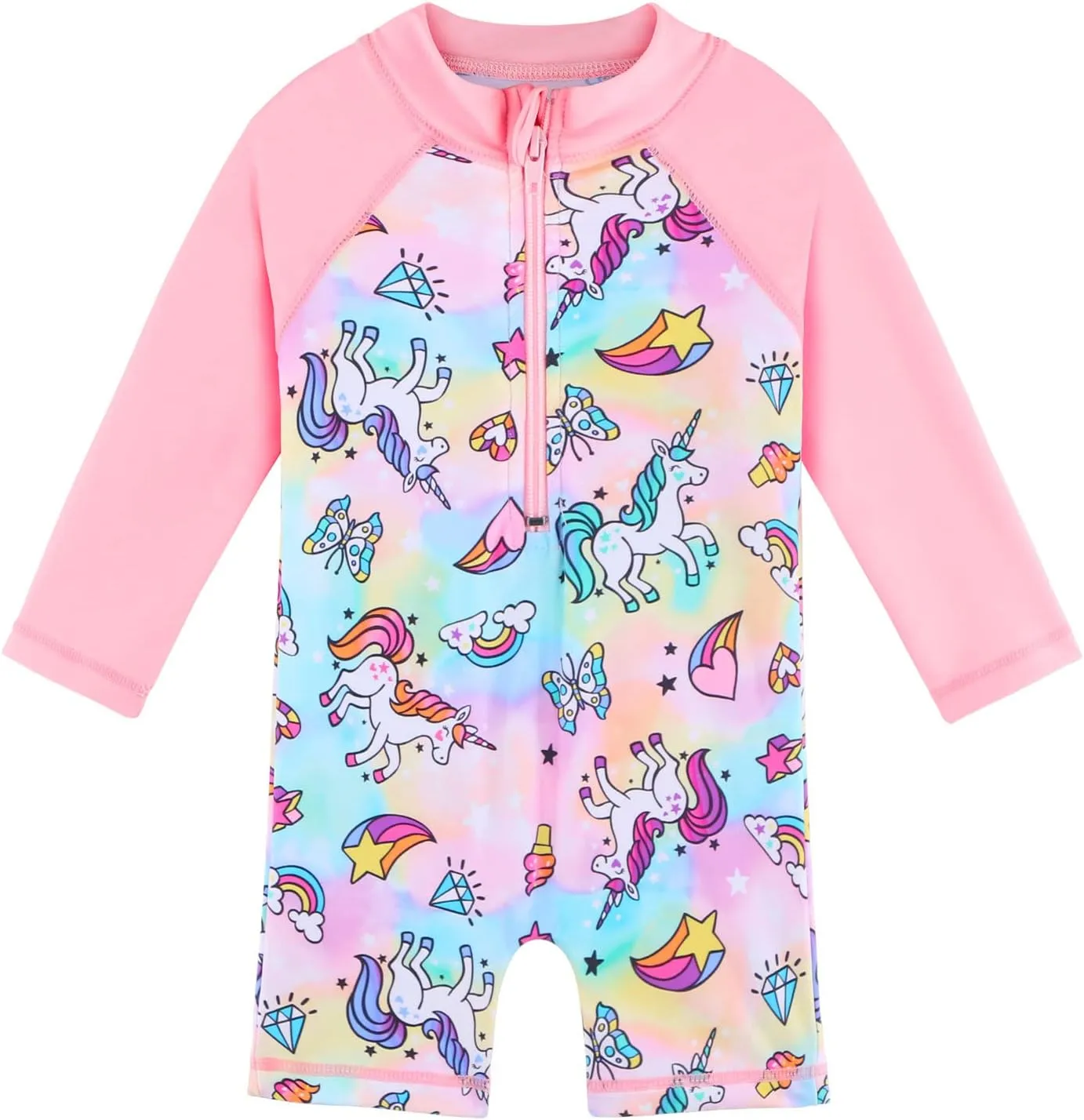 Toddler Girls One Piece Rash Guard Swimsuit Kid Swimwear Sun Suit Short UPF 50  Sun Protection with Sun Hat