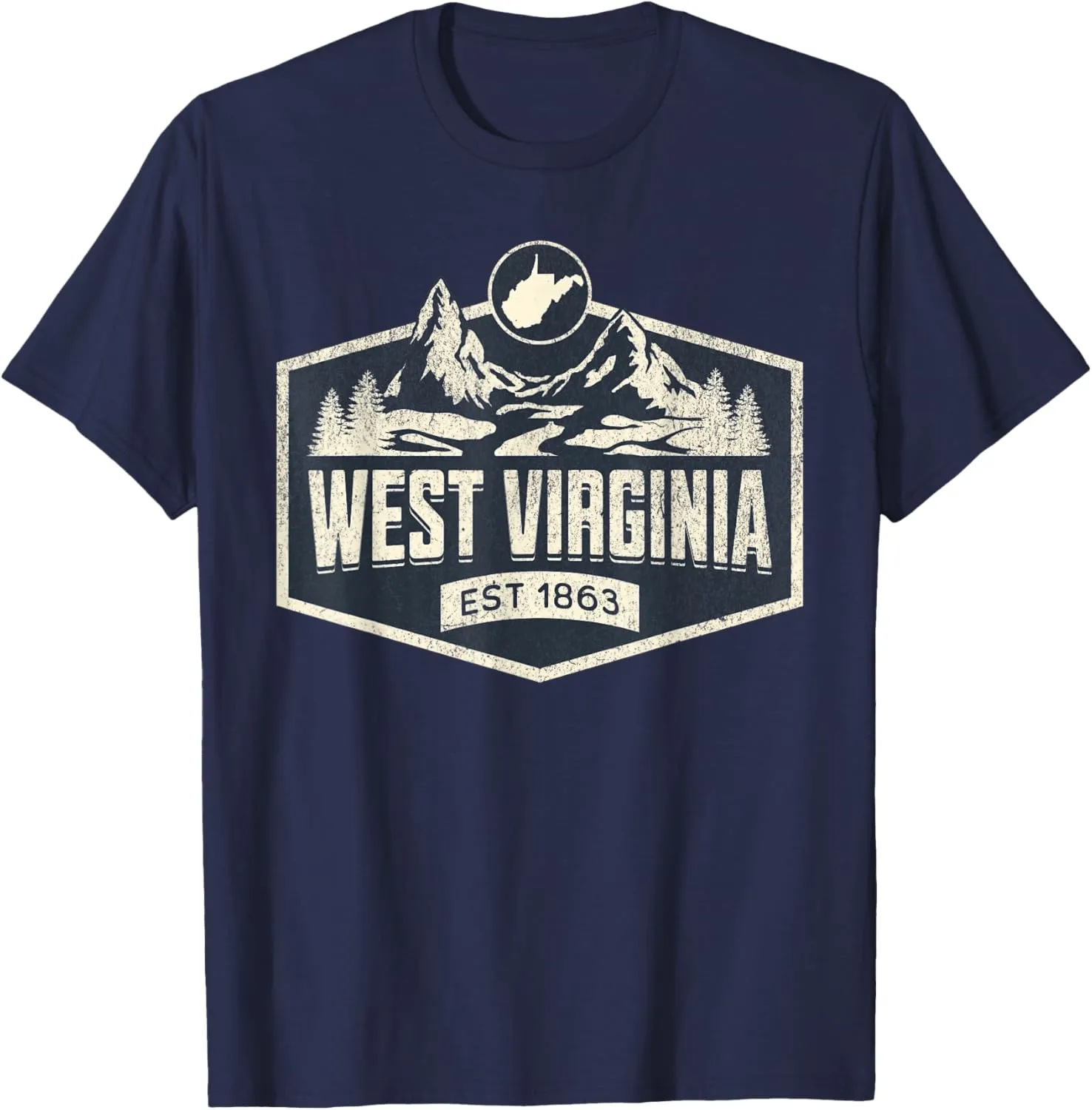 Unisex-Adults Blue Small Map T-Shirt