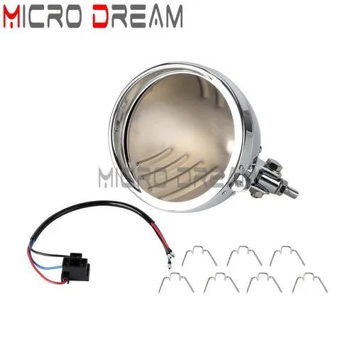 Universal Motorcycle 5.75" Round  Wire Harnesst Headlamp Light Shell