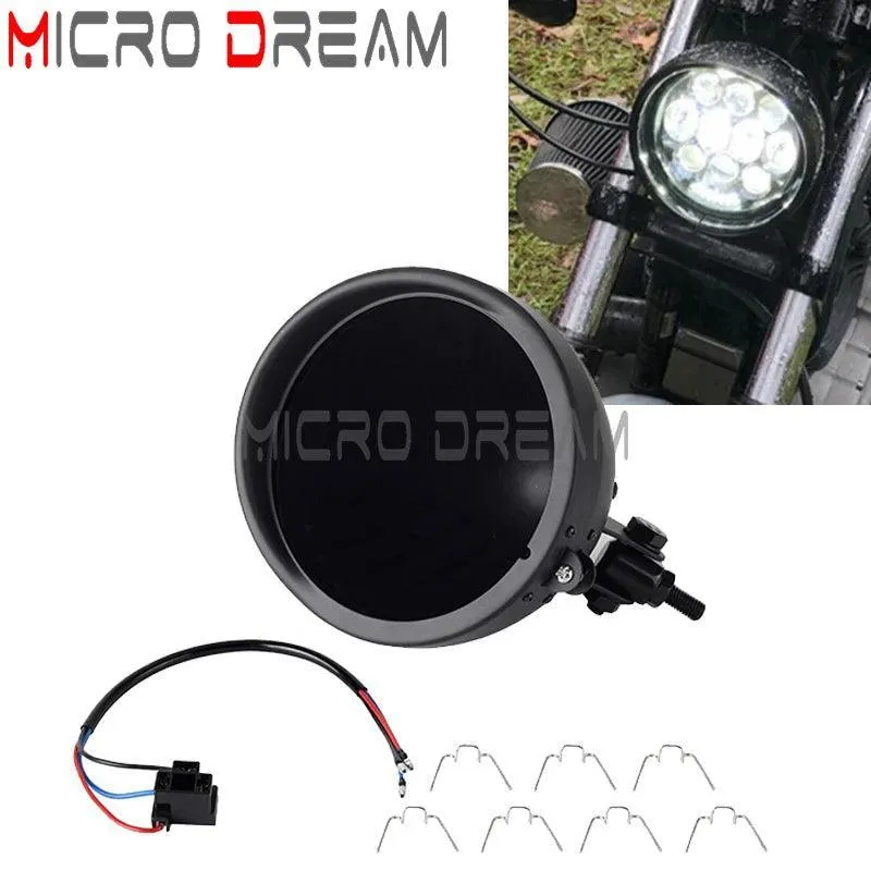 Universal Motorcycle 5.75" Round  Wire Harnesst Headlamp Light Shell