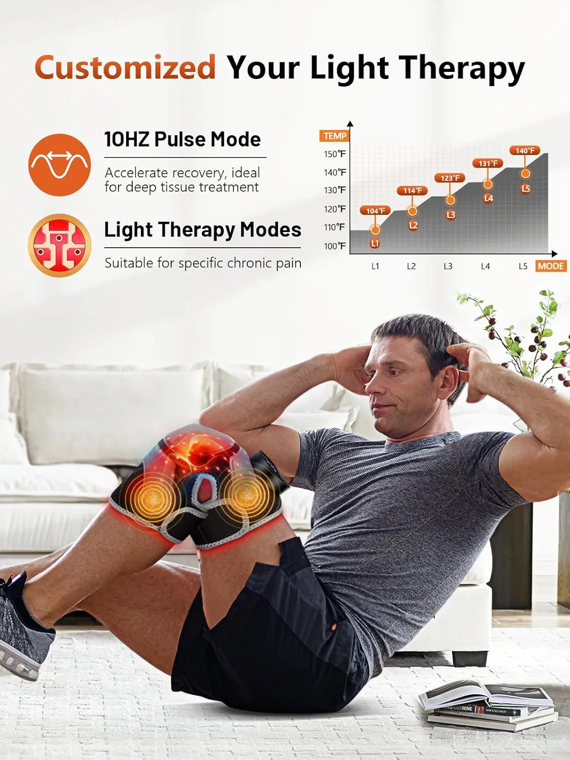 Upgraded 2.0 Red Light Therapy Knee Brace - Knee Massager with 4 Vibration Areas,Wireless Controller,660nm and 850nm Near Infrared Red Light Therapy Heated Device for Knee Elbow Shoulder Pain