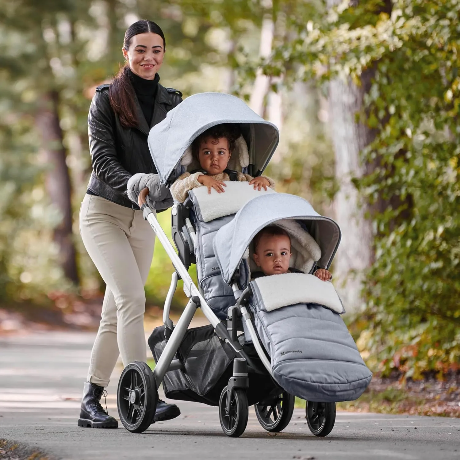 UPPAbaby CozyGanoosh Footmuff - Easily Attaches to UPPAbaby Strollers   RumbleSeat - Ultra-plush, Weather-Proof - Winter Stroller Cover - Gwen (Green Mélange)