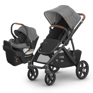 UPPAbaby Travel System - Vista V3 Stroller   Aria Lightweight Car Seat Combo - Toddler Seat, Rain Shield, Bug Shield, Car Seat, Base with Load Leg   Infant Insert Included – Greyson (Charcoal Mélange)