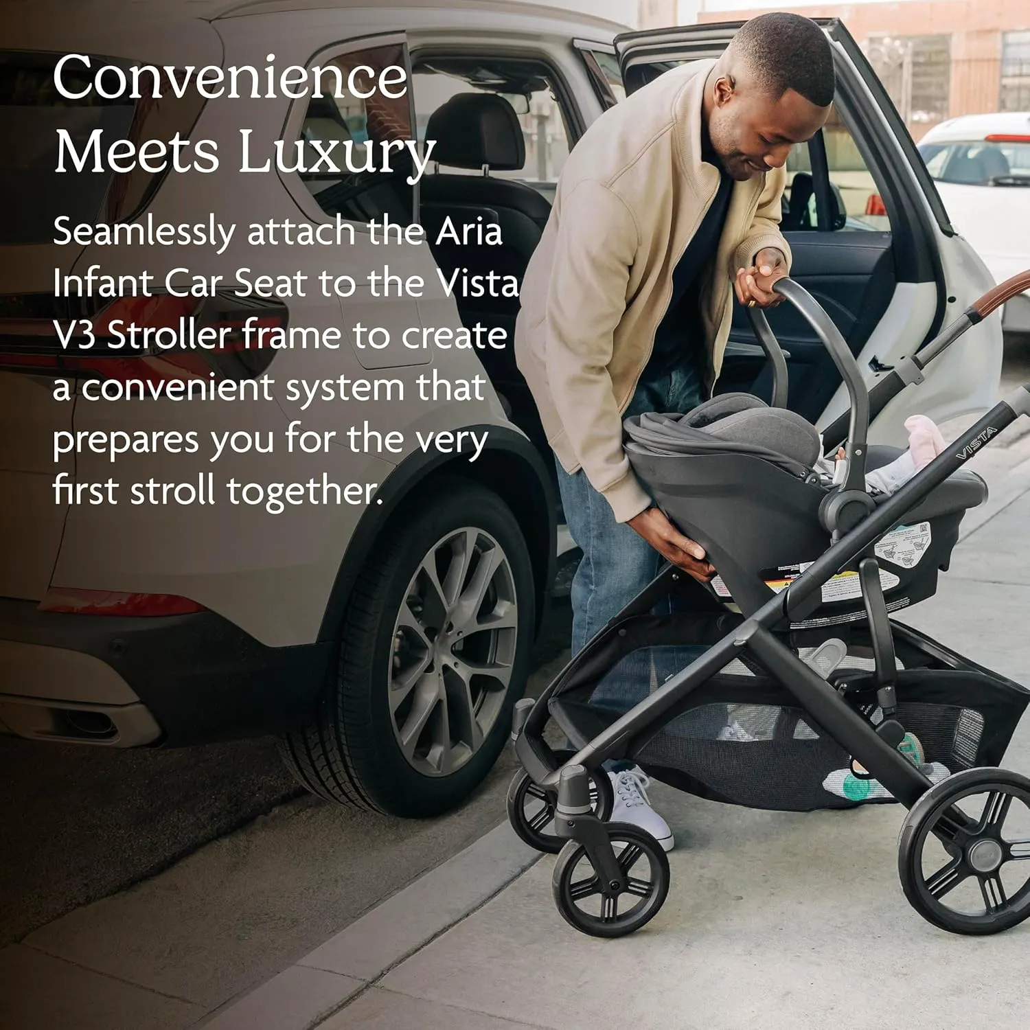 UPPAbaby Travel System - Vista V3 Stroller   Aria Lightweight Car Seat Combo - Toddler Seat, Rain Shield, Bug Shield, Car Seat, Base with Load Leg   Infant Insert Included – Greyson (Charcoal Mélange)