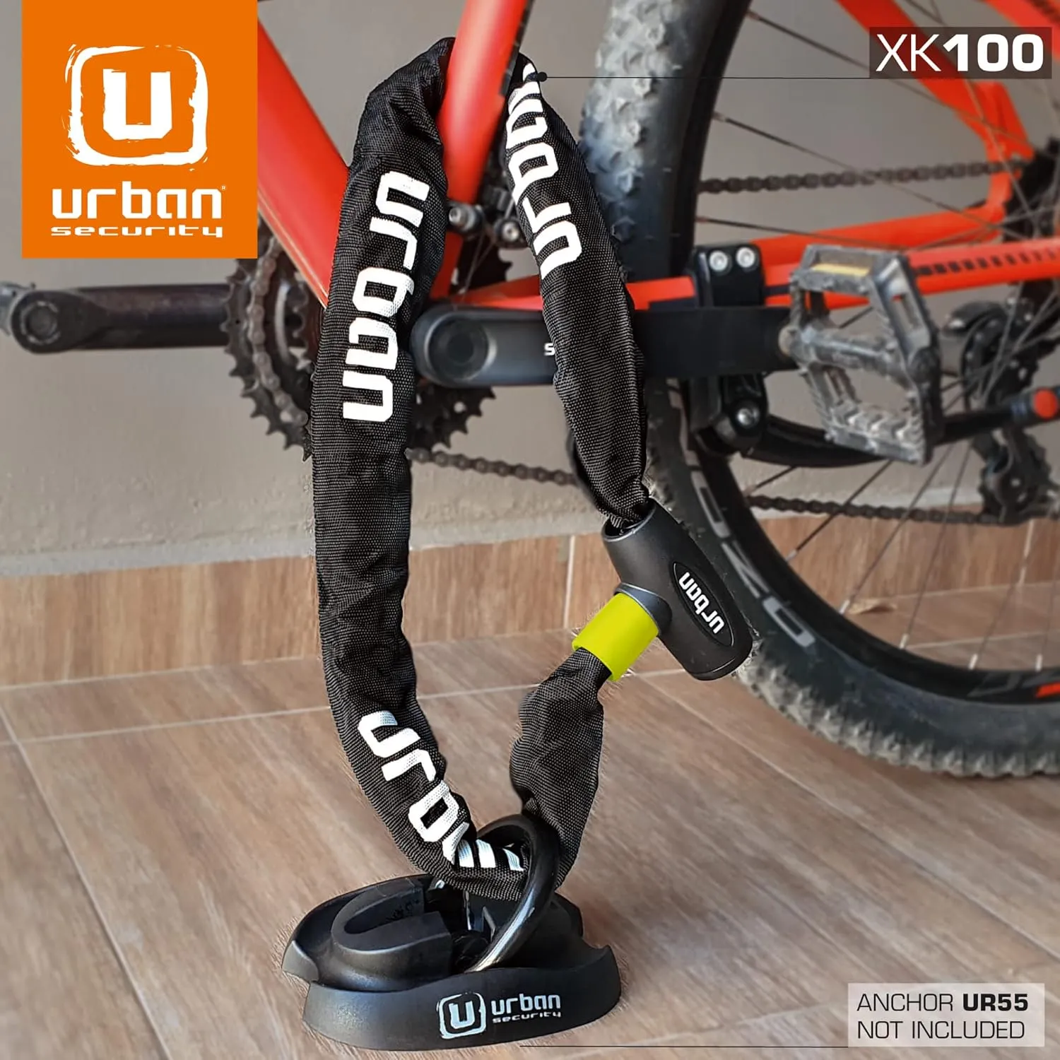 URBAN XK120 Bike Chain Lock, Heavy Duty Anti Theft 120cm ø8mm Hardened Steel Chain High Security Lock, Optimal Length for Easy Transport, Versatile Anti-Theft for Bicycle, Motorcycle, Electric Scooter