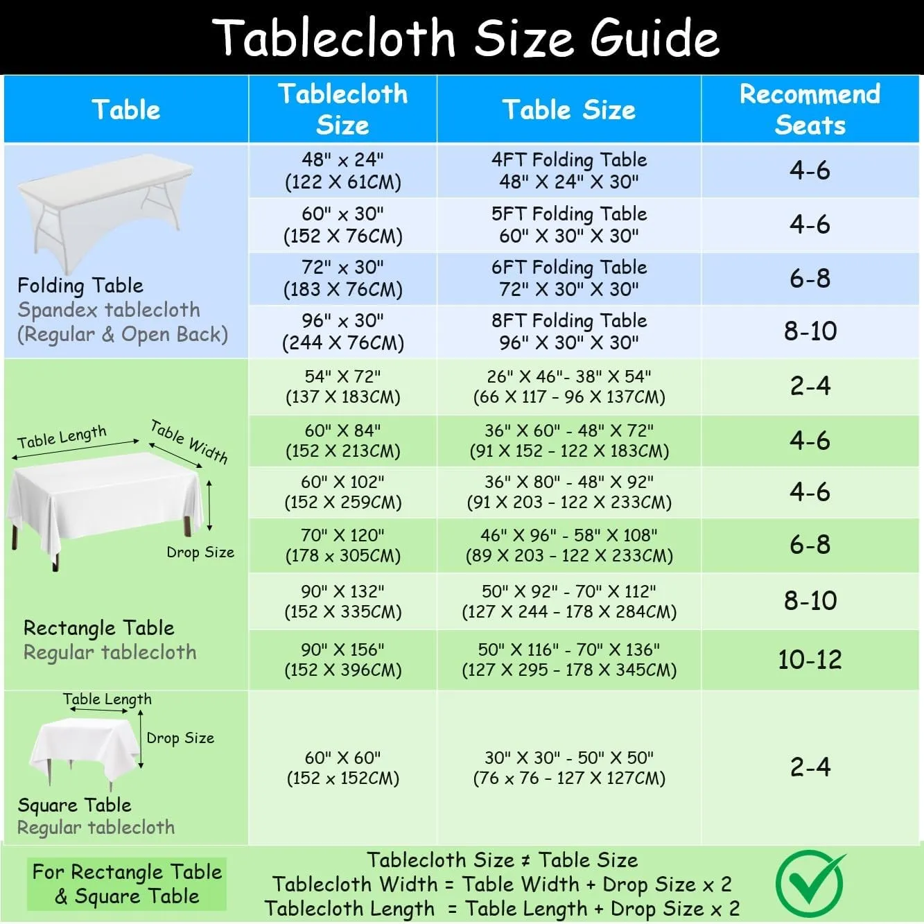 Urby Elastic Open Back Table Clothes for 6 Foot Rectangle Tables Fits 6ft Folding Tables from Lifetime, COSCO, Mainstays and Others. Heavy-Duty Stretchy Wrinkle Resistant Spandex. Black 4 Pack.