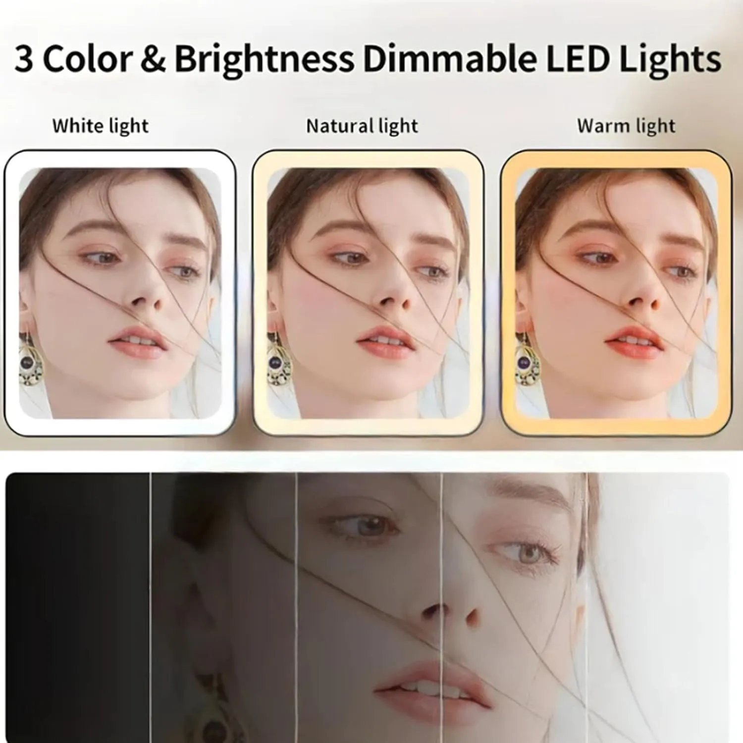 Vanity Mirror Pro, Trifold Led Makeup Mirror, Aristoparis Makeup Mirror, Glisera Makeup Mirrors, Glisera Smart Mirror with Lights,LED Trifold Vanity (White)
