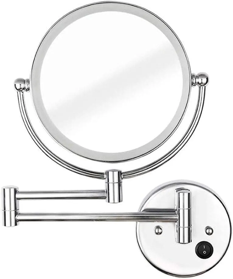 Vanity Mirror,Makeup Mirror Vanity Mirror Led Illuminated Double-Sided Wall Mounted Bathroom 3X Magnification 360° Swivel Extendable Cosmetic Mirror