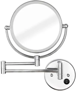 Vanity Mirror,Makeup Mirror Vanity Mirror Led Illuminated Double-Sided Wall Mounted Bathroom 3X Magnification 360° Swivel Extendable Cosmetic Mirror
