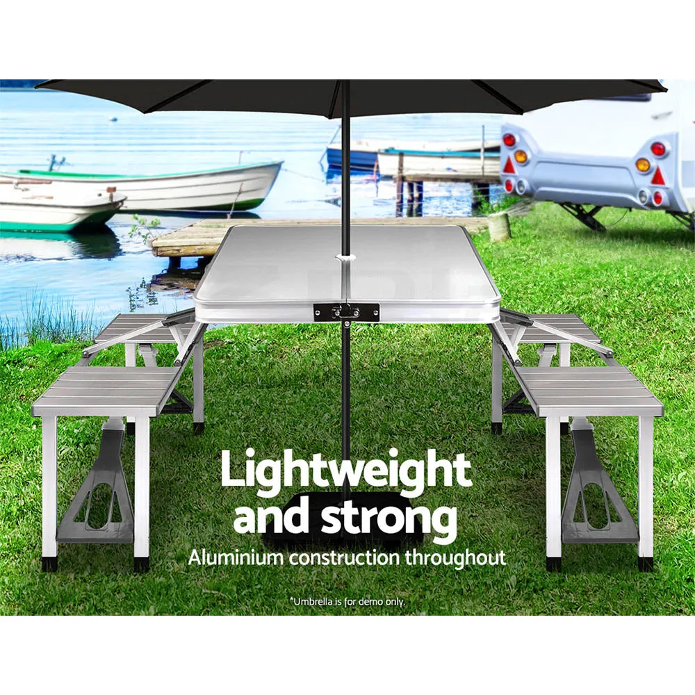 Versatile Folding Camping Table Set with 2 Bench Chairs for Outdoor Activities