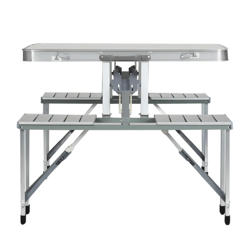 Versatile Folding Camping Table Set with 2 Bench Chairs for Outdoor Activities