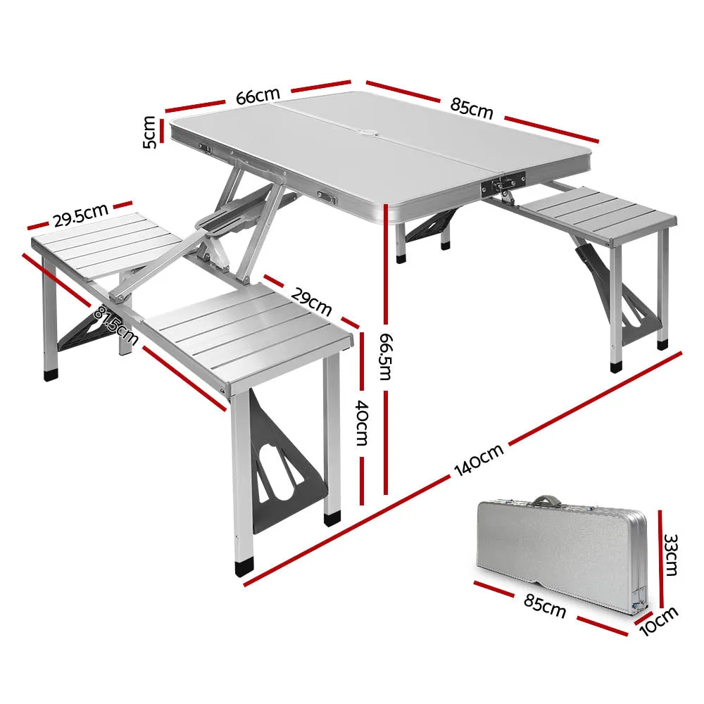 Versatile Folding Camping Table Set with 2 Bench Chairs for Outdoor Activities