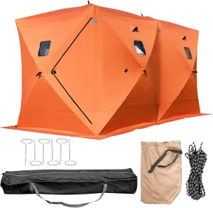 VEVOR Portable Pop-Up Tent, 1-8 Person Insulated Shelter, Large Fishing Area, Hub-Style Shanty for Winter Fishing, Waterproof Oxford Ice Cube with Anchors/Ropes/Carrying Bag