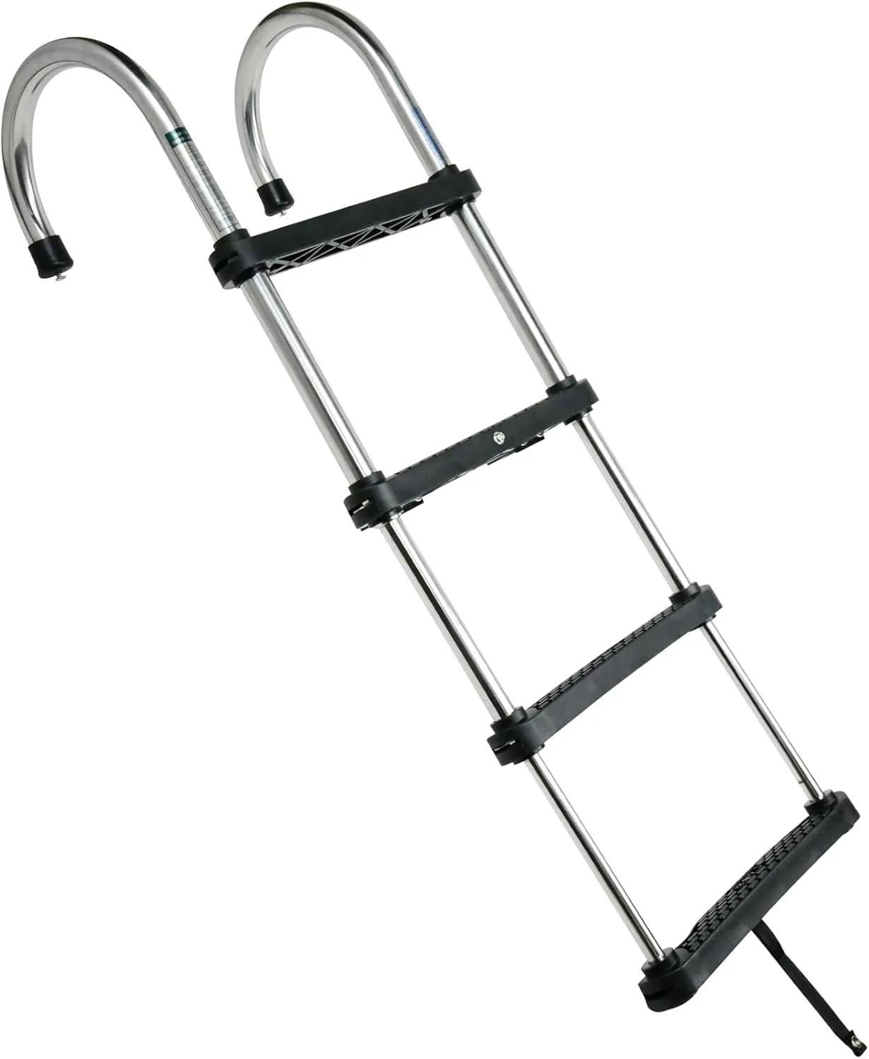 Vinland Marine 304 Stainless Steel 4-Step Removable Gunwale Hook Ladder, Pontoon Boat Folding Ladder, Telescoping, Detachable