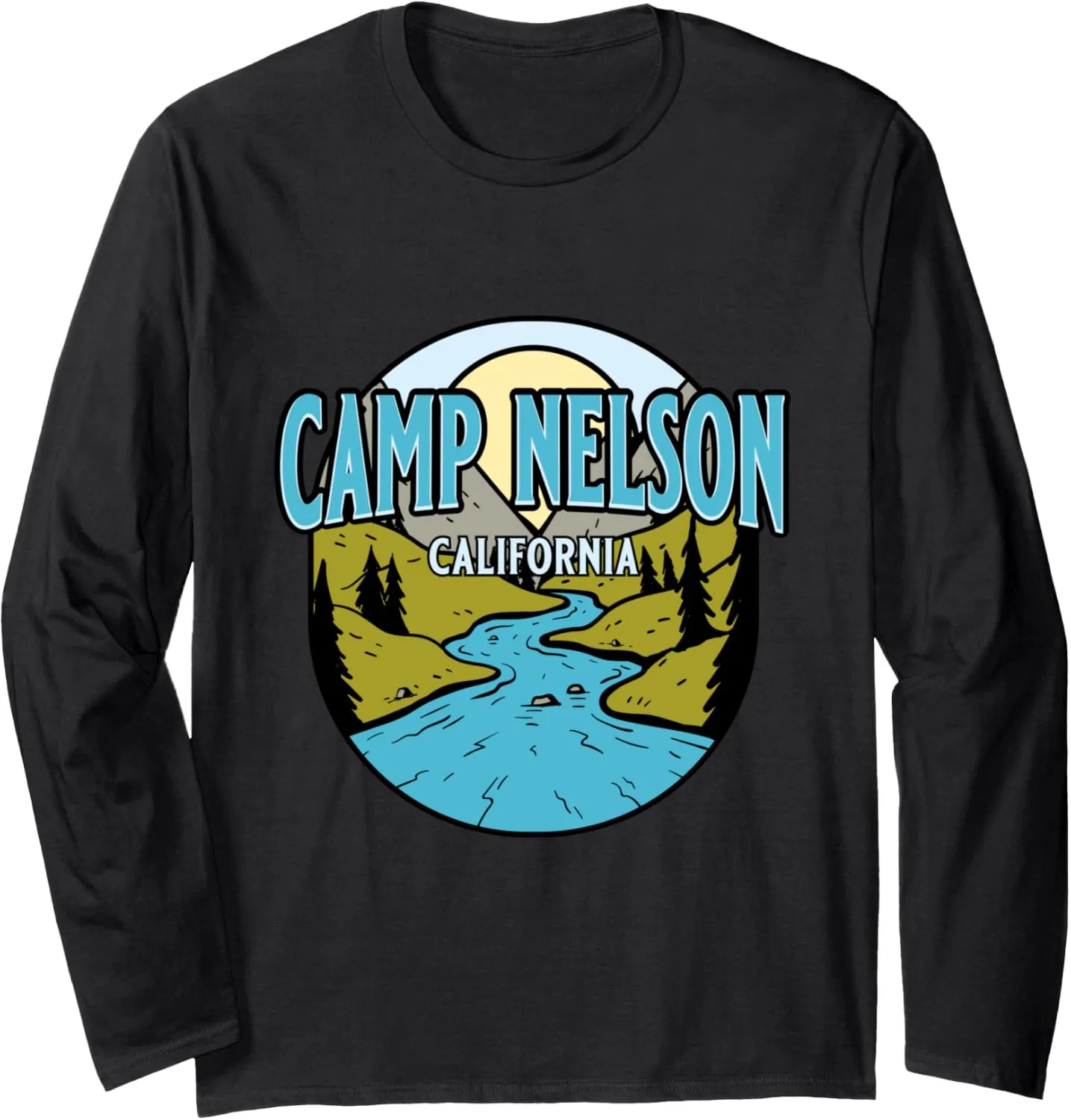 Vintage Camp Nelson, California River Valley Souvenir Print Long Sleeve T-Shirt