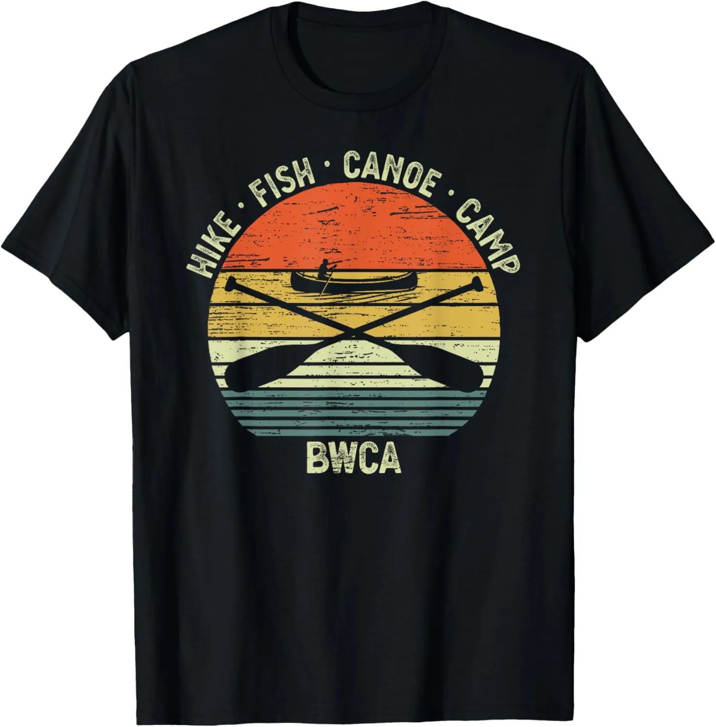 Vintage Canoeing BWCA Outdoor Hike Fish Canoe Camp T-Shirt