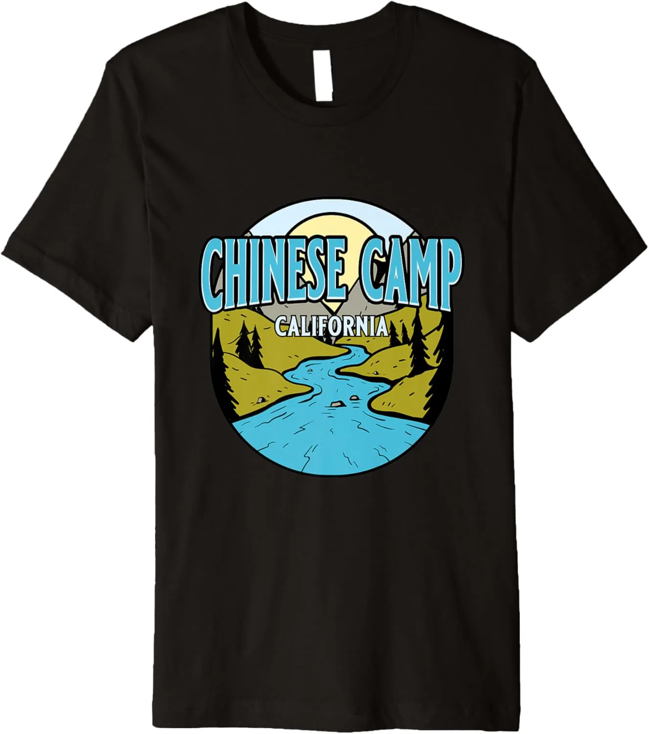 Vintage Chinese Camp, California River Valley Souvenir Print Premium T-Shirt