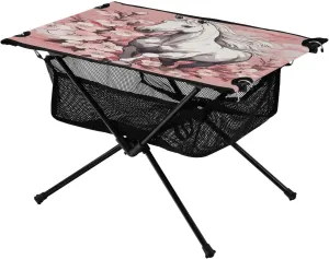 Vintage Horse Pink Portable Folding Camping Table, Compact Lightweight Beach Table with Carrying Bag for Outdoor Picnics, BBQs, Camp
