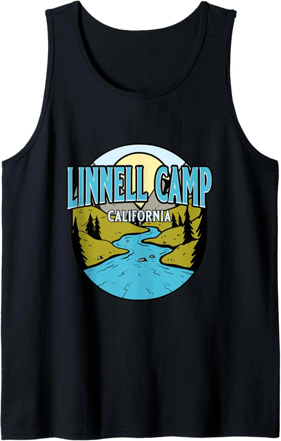 Vintage Linnell Camp, California River Valley Souvenir Print Tank Top