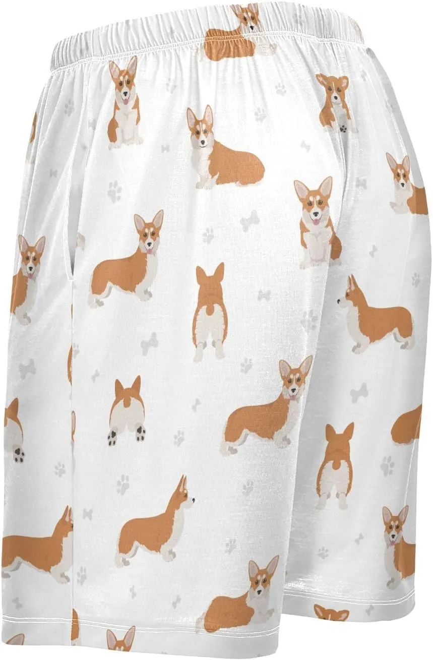 vvfelixl Men's Pajama Shorts Australian Shepherd Dog Sleep Shorts for Men Pajama Bottom Pants S
