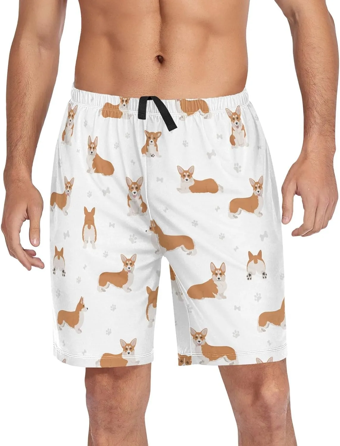 vvfelixl Men's Pajama Shorts Australian Shepherd Dog Sleep Shorts for Men Pajama Bottom Pants S