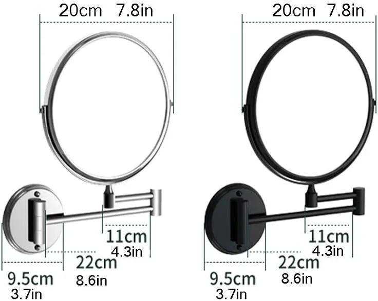 Wall-Mounted Makeup Mirror Retractable Folding Bathroom Wall-Mounted Mirror Makeup Magnifying Glass Without Punching Mirror (Color : 1)