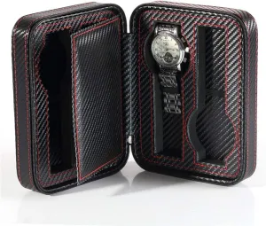 Watch Box Watch Storage Box Storage Bag Portable Travel Carbon Fiber Mechanical Watch Storage Zipper Household Multiple Watch Storage Space Folding Storage Watch Box
