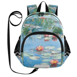 Waterlily Flower Reflection Toddler Harness Backpack for Boys Girls 3-6 Years Kids Backpack with Anti Lost Safety Leash Baby Harness Bookbag for Preschool Travel Walking