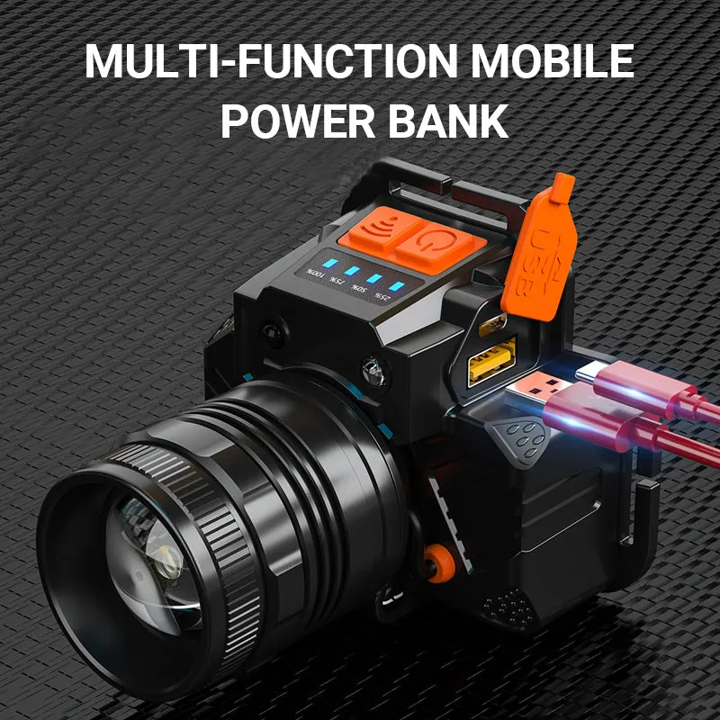 Waterproof Bright Rechargeable Headlamp Flashlight