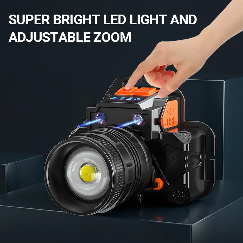 Waterproof Bright Rechargeable Headlamp Flashlight