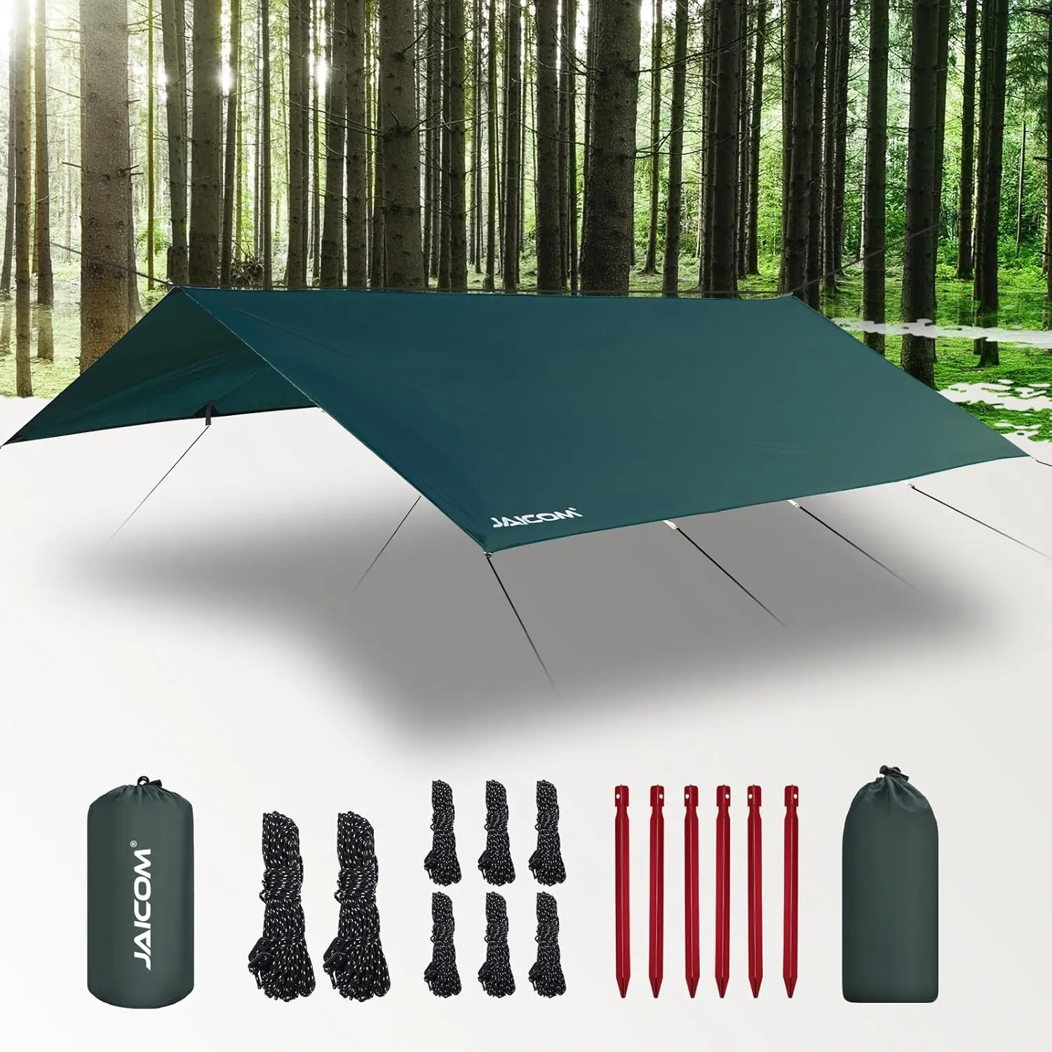 Waterproof Camping Tarp - 10X13ft Hammock Rain Fly, Ultralight & Portable & UV Protection Backpacking Tarp, Multifunctional for Outdoor Adventure, Hiking, Tent, Hammock
