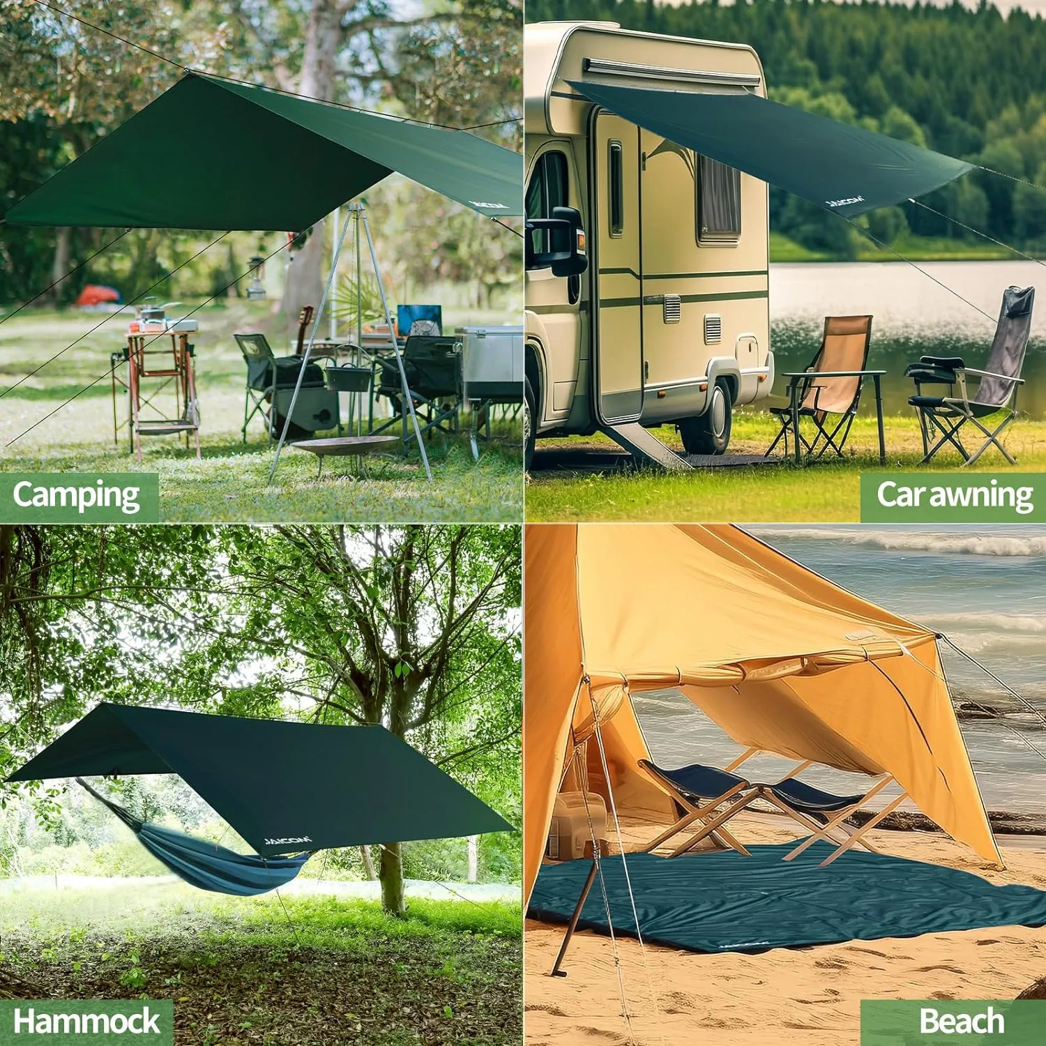 Waterproof Camping Tarp - 10X13ft Hammock Rain Fly, Ultralight & Portable & UV Protection Backpacking Tarp, Multifunctional for Outdoor Adventure, Hiking, Tent, Hammock
