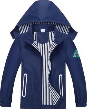 Waterproof Hooded Jacket for Boys Girls,Kids Raincoats Outdoor Windbreaker Dinosaur Rain Jacket