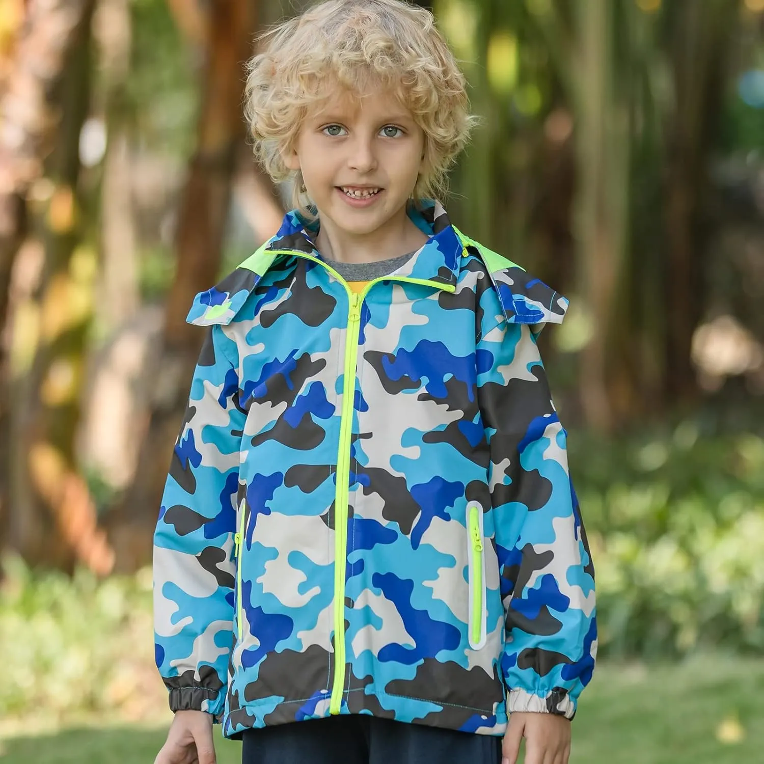 Waterproof Hooded Jacket for Boys Girls,Kids Raincoats Outdoor Windbreaker Dinosaur Rain Jacket