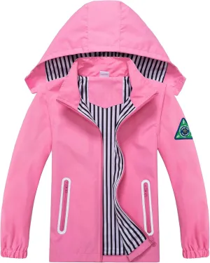 Waterproof Hooded Jacket for Boys Girls,Kids Raincoats Outdoor Windbreaker Dinosaur Rain Jacket