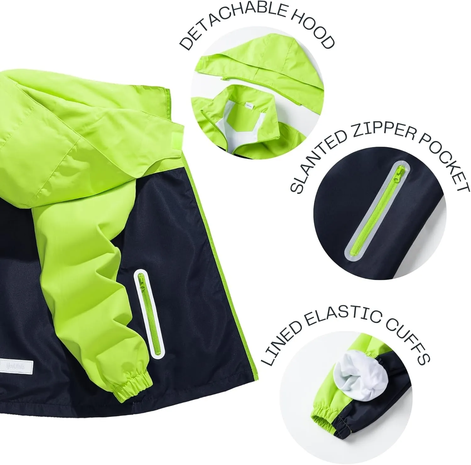 Waterproof Hooded Jacket for Boys Girls,Kids Raincoats Outdoor Windbreaker Dinosaur Rain Jacket