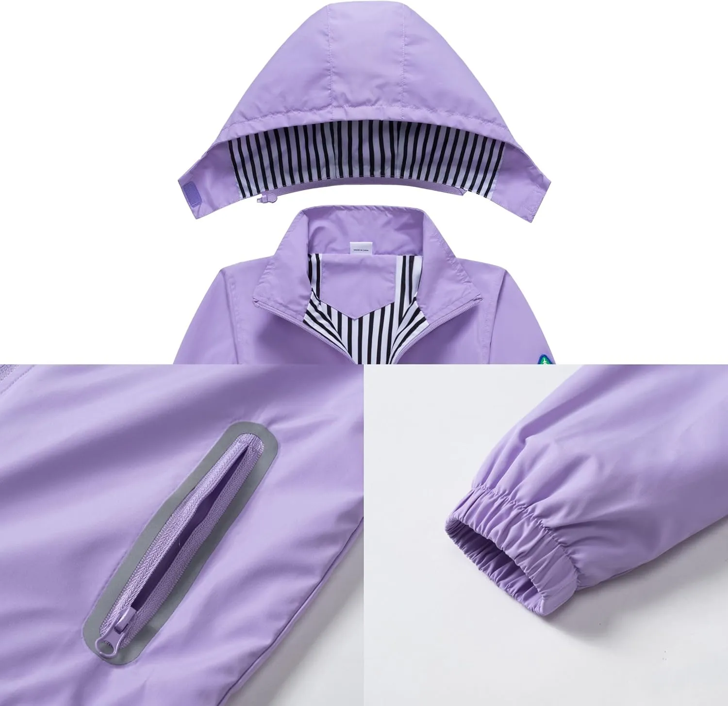 Waterproof Hooded Jacket for Boys Girls,Kids Raincoats Outdoor Windbreaker Dinosaur Rain Jacket