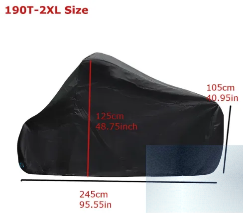 Waterproof Motorcycle Cover Outdoor with Anti-Theft Lock Hole - Black