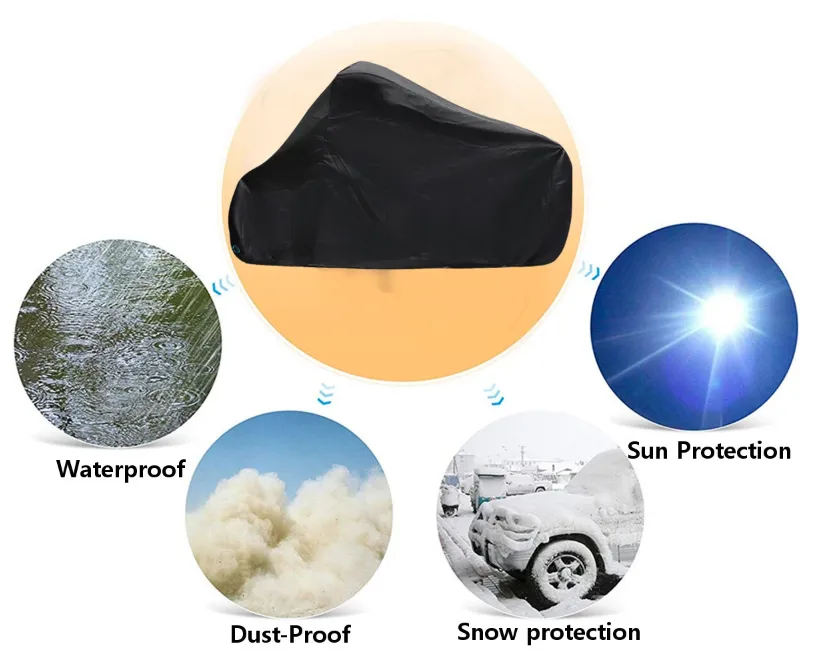 Waterproof Motorcycle Cover Outdoor with Anti-Theft Lock Hole - Black