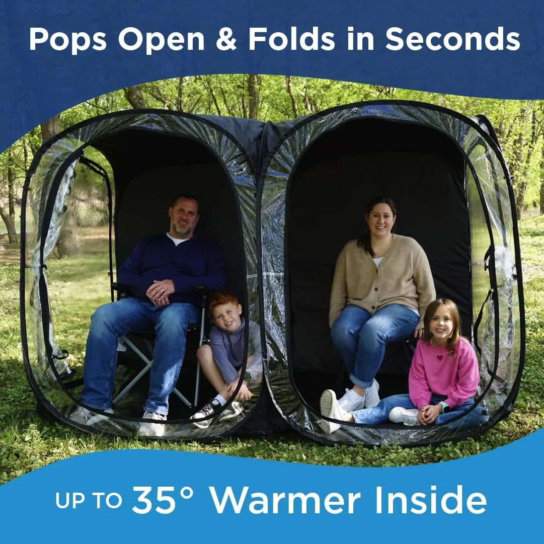 WeatherPod® The Original Shark Tank Side-by-Side™ 2-4 Person Pop-Up Pod - Stay Warm, Dry, and Out of The Sun - Weather Pod for Sports, Rain, or Wind - Simple to Set Up and Tear Down