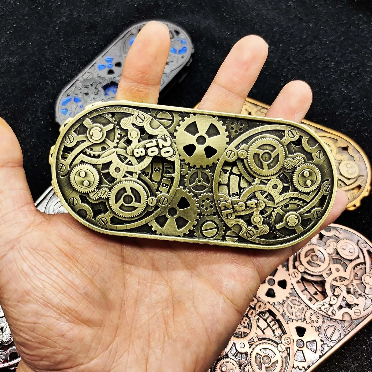 Wheel of Time DND Spinner Dice, 7-in-1 Metal Dice Set with Gift Case for Dungeons and Dragons Gamer, Polyhedral Roleplay Game Dice, Fantasy D&D Tabletop RPG Accessories Gift (Bronze)