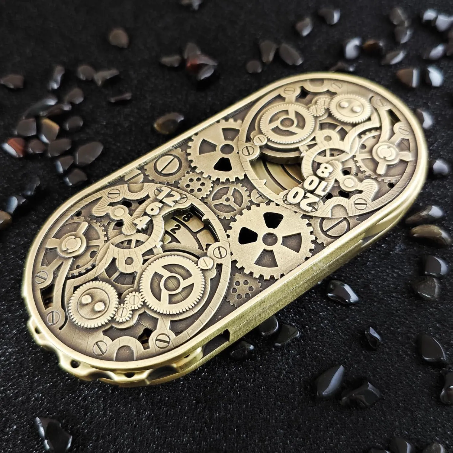 Wheel of Time DND Spinner Dice, 7-in-1 Metal Dice Set with Gift Case for Dungeons and Dragons Gamer, Polyhedral Roleplay Game Dice, Fantasy D&D Tabletop RPG Accessories Gift (Bronze)