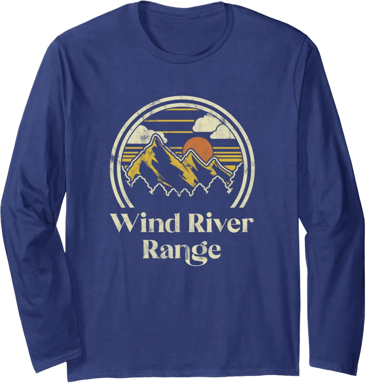 Wind River Range Mountains Wyoming Hiking Outdoors Retro Long Sleeve T-Shirt