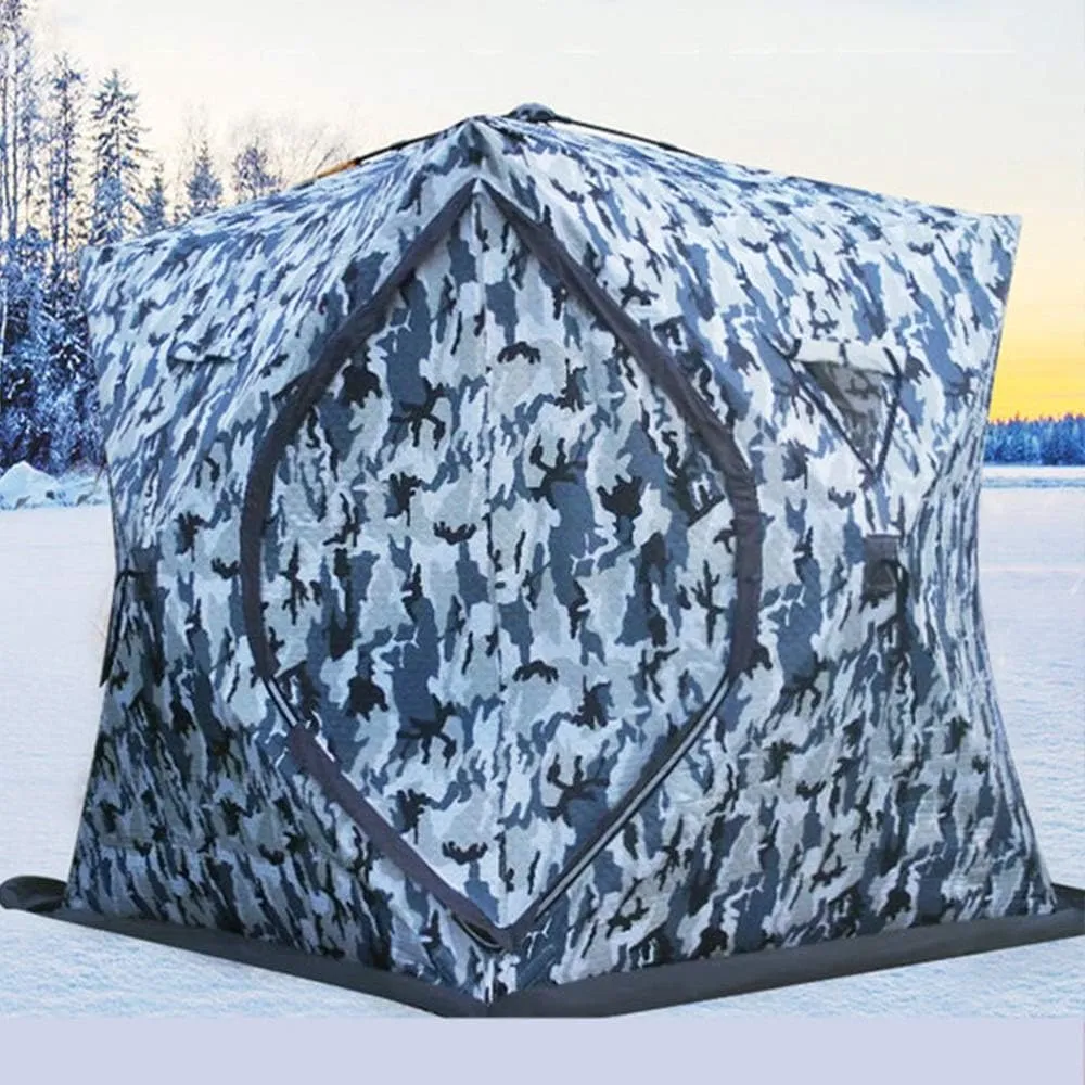 Winter Tent Winter Ice Fishing Tent Outdoor Camping Tent 3 Season Windproof Mountaineering Hiking and Fishing to Quickly Set Up 4 People for Family Short Weekends (Blue Tent A) (Blue Tent B)