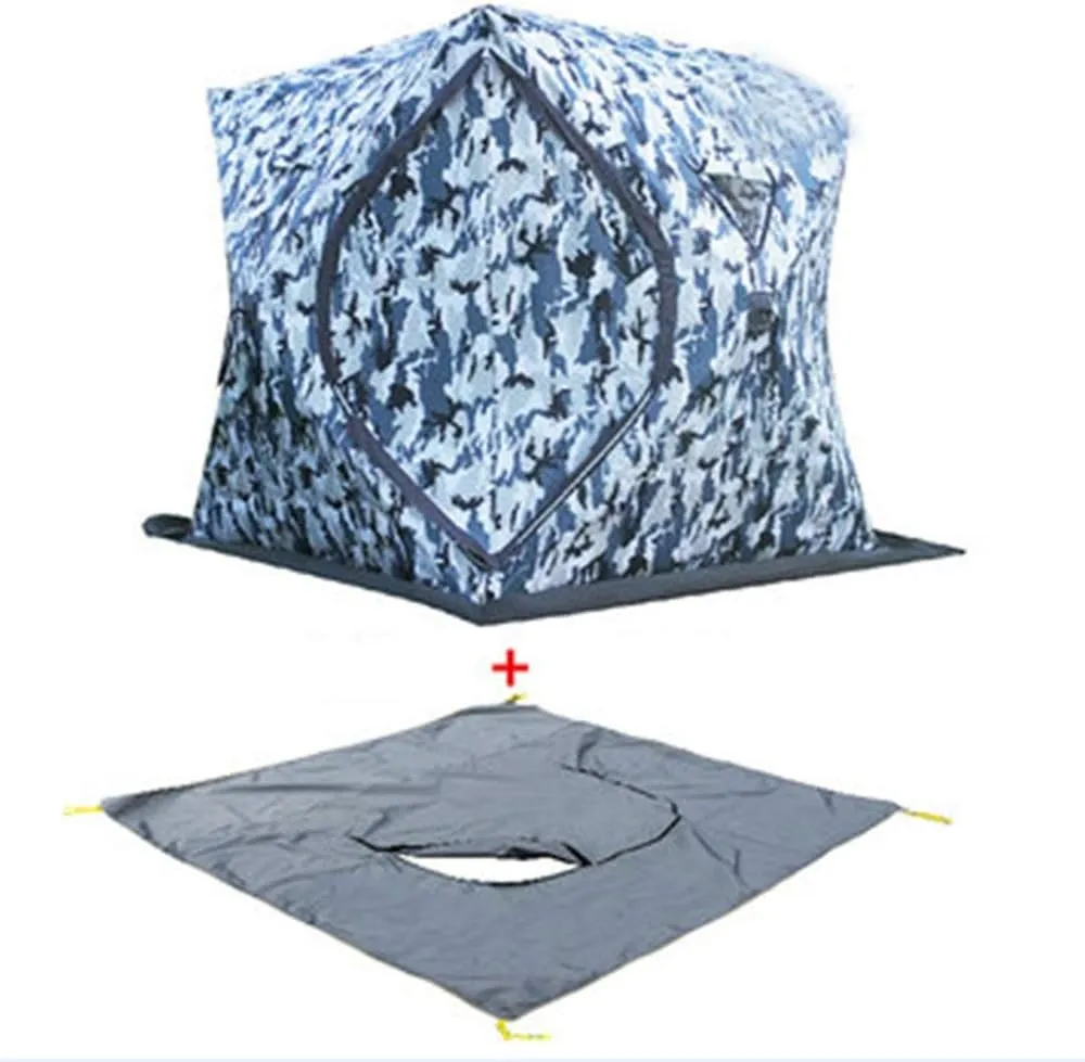 Winter Tent Winter Ice Fishing Tent Outdoor Camping Tent 3 Season Windproof Mountaineering Hiking and Fishing to Quickly Set Up 4 People for Family Short Weekends (Blue Tent A) (Blue Tent B)